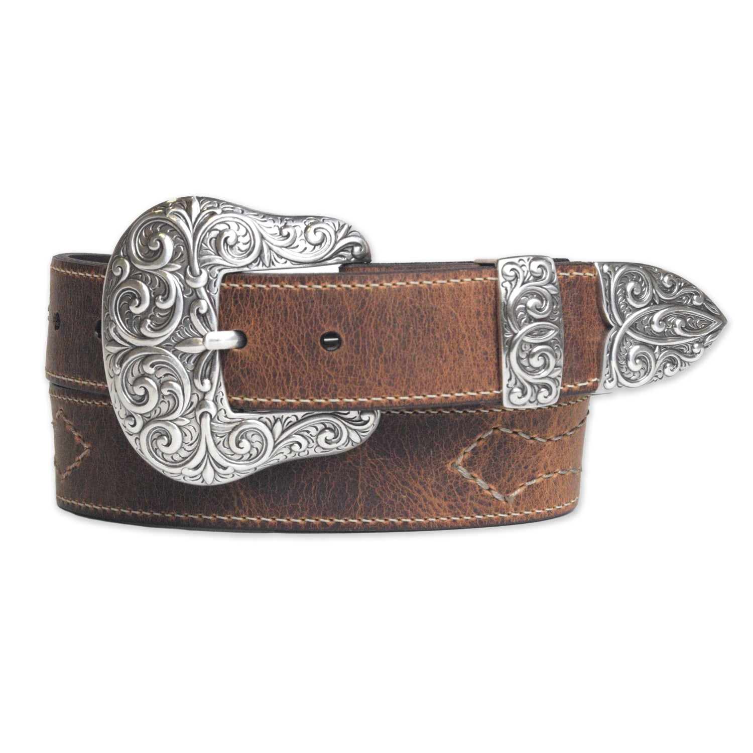 Women's western brown leather belt