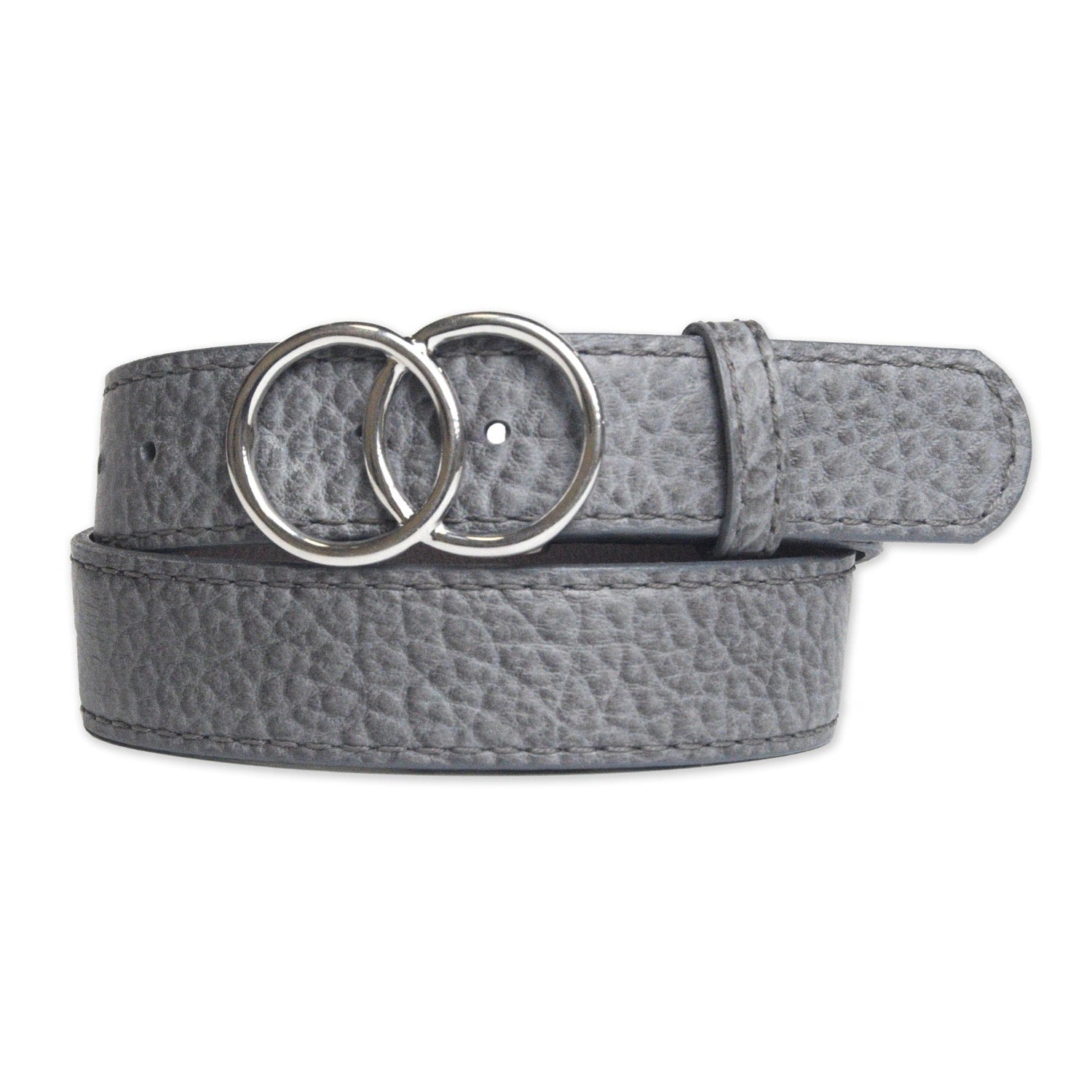 Women's grey leather belt