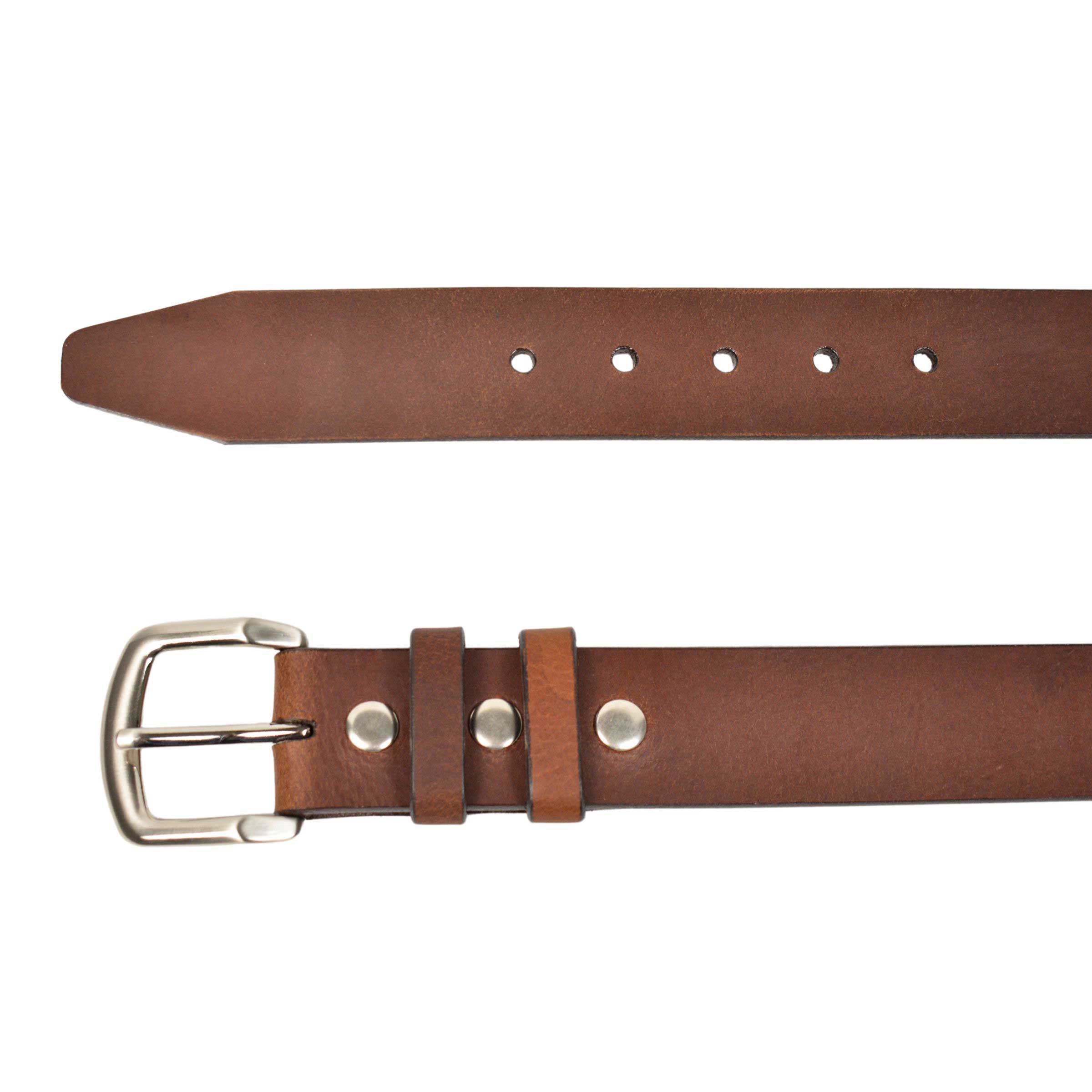 Brown oil tanned harness leather, flat hand painted black edge