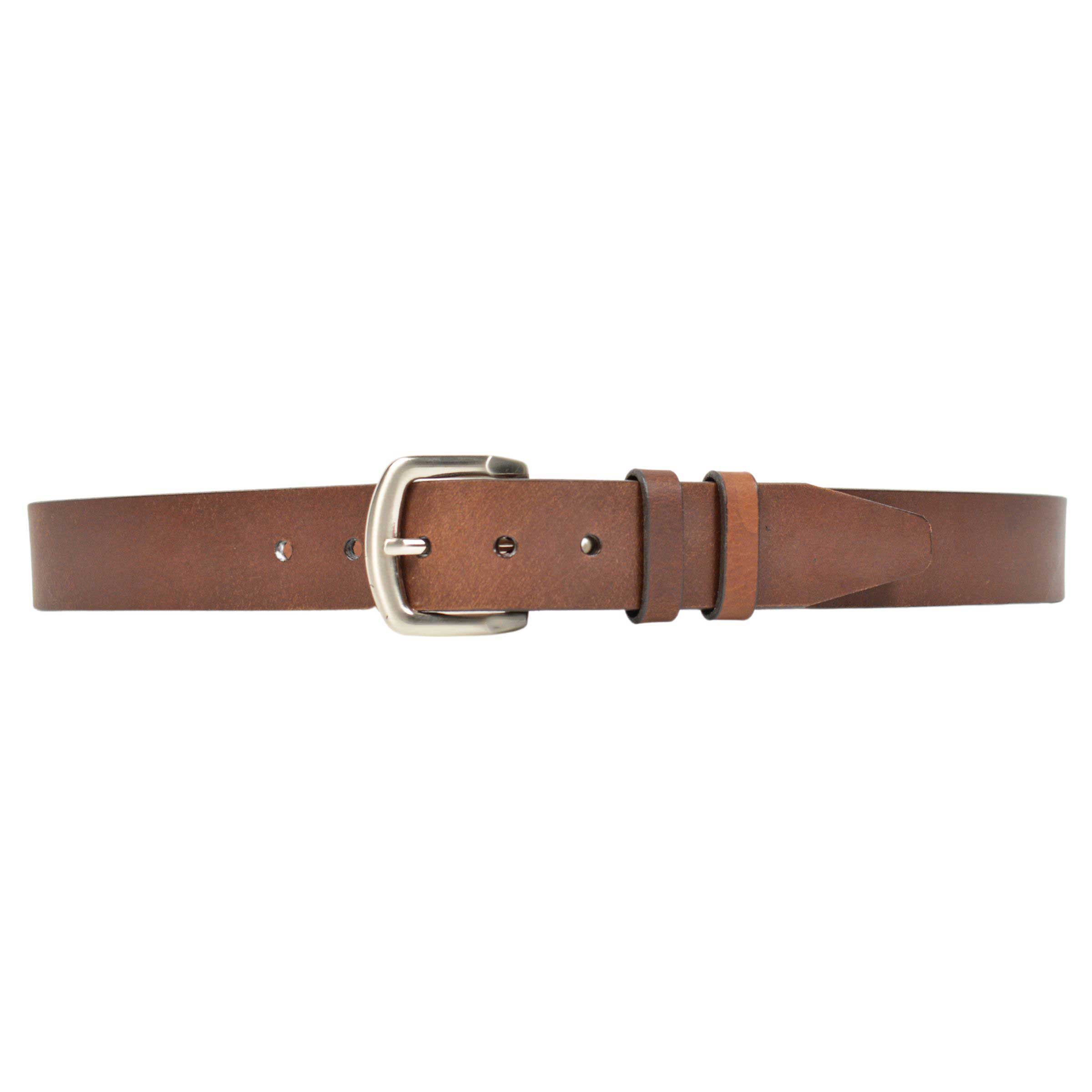 Brown oil tanned harness leather, flat hand painted black edge