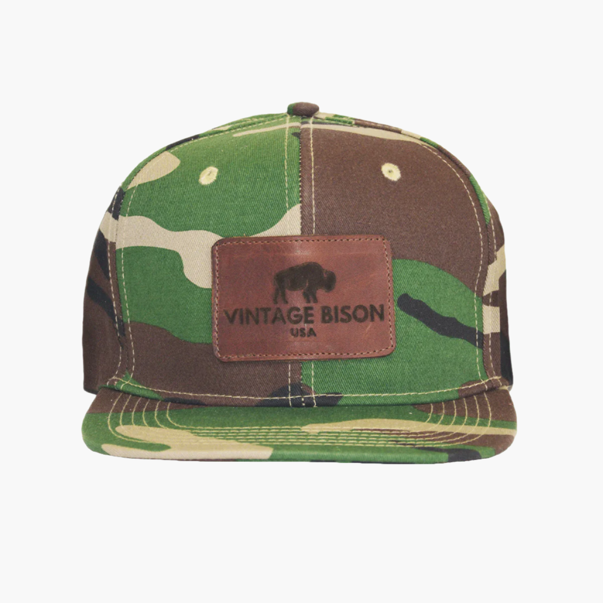 BISON LEATHER LOGO HAT