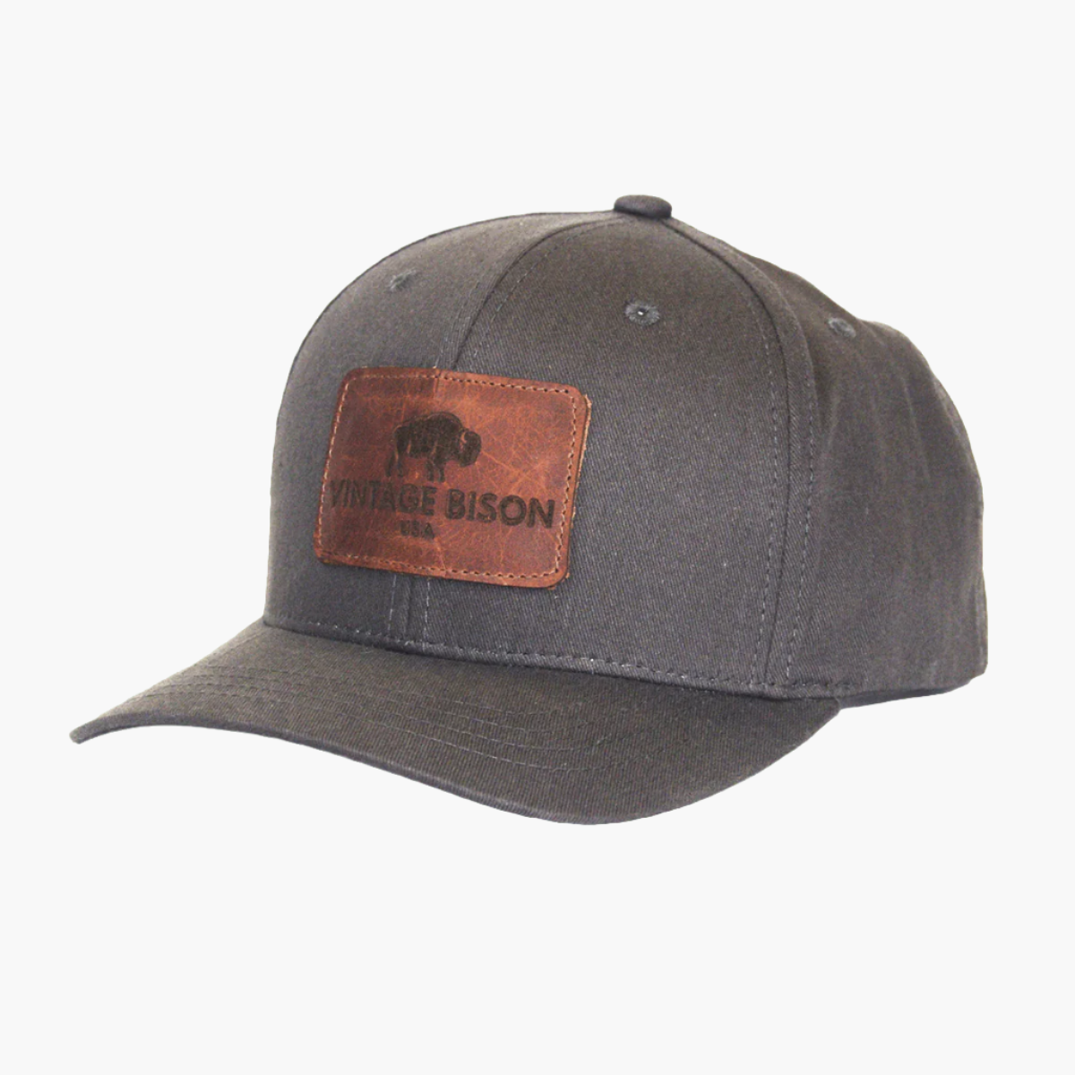 BISON LEATHER LOGO HAT